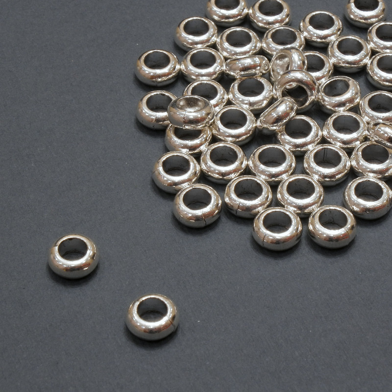 Pandora Bead Findings, diameter 7x3mm, hole Ø 3.7mm, packaging 20 g, 52 pcs (+/-)