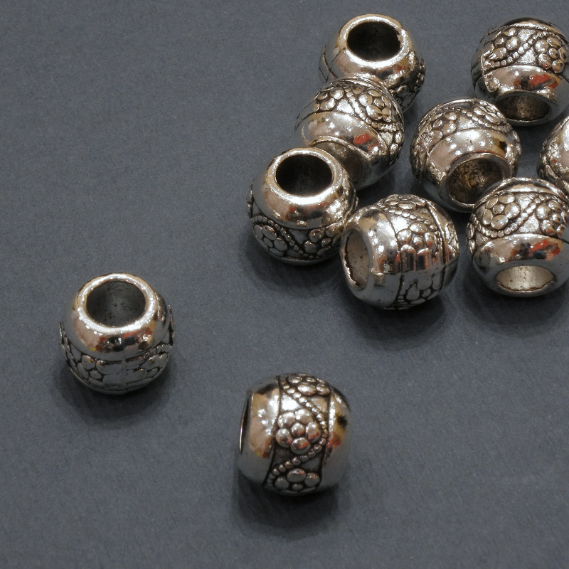  Pandora Bead Findings, diameter 10x8mm, hole Ø 4.6mm, packaged 20 grams 10 pcs. (+ -)