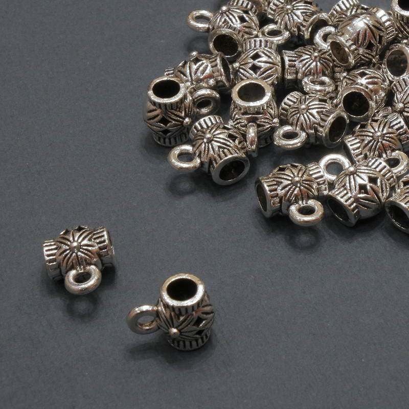 Bead Bail Holder, diameter 6x8mm, hole diameter 3mm, packaging 20g ±, 25 pcs (+ -)