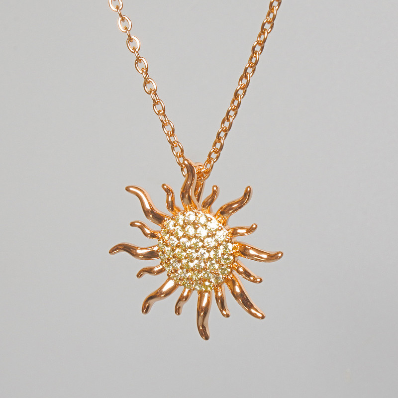 Chain "Sun" Xuping with pendant featuring white crystals, diameter 20.5mm+, length 45-50cm+, thickness 1mm+
