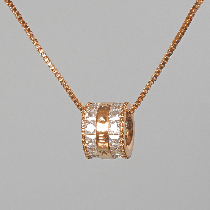 Xuping Necklace with Pendant and White Crystals, 7x9mm diameter +-, length 39-44cm +-, thickness 1mm +