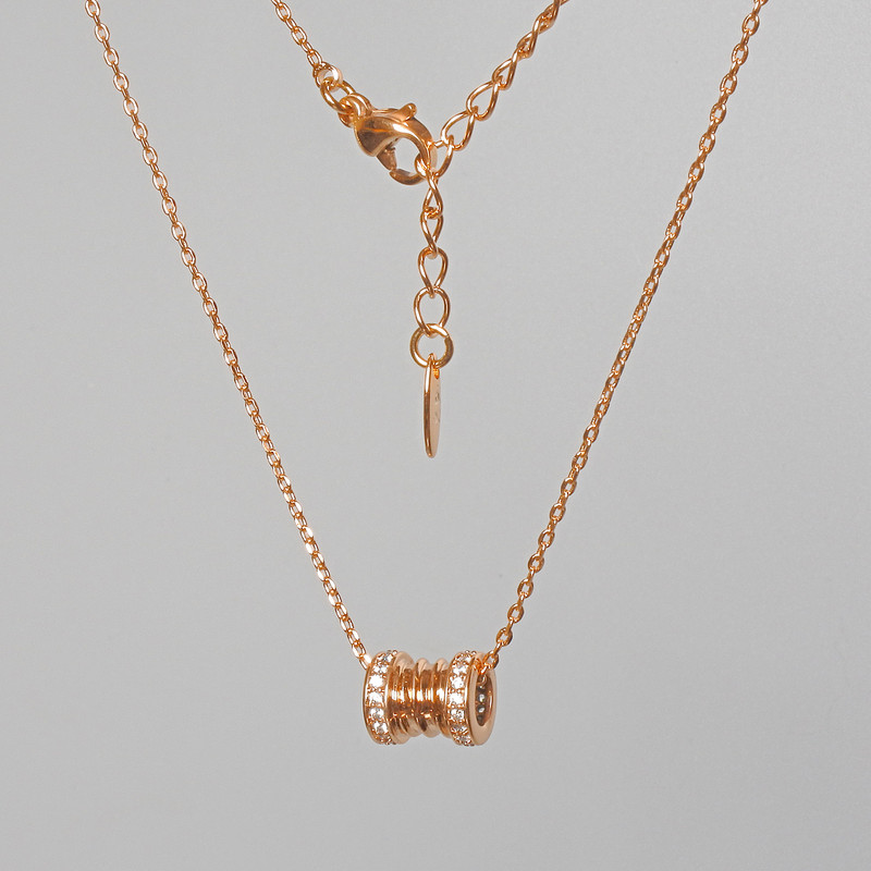 Xuping Chain with White Crystals Pendant, 9x7 mm diameter, length 40-45 cm, 1 mm thickness