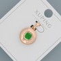 Xuping Pendant with Green Crystal and White Rhinestones, 14mm diameter + -, 20mm length +-, 18K gold plating