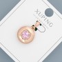 Xuping Pendant with Pink Crystal and White Rhinestones, 14mm diameter + -, length 20mm + - 18K Gold Plated
