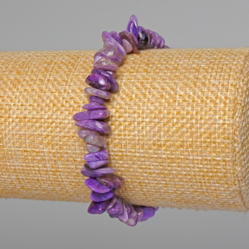 Charoite Bracelet, natural stone chips, 8x2 mm diameter ±, length 18 cm ± (stretch)