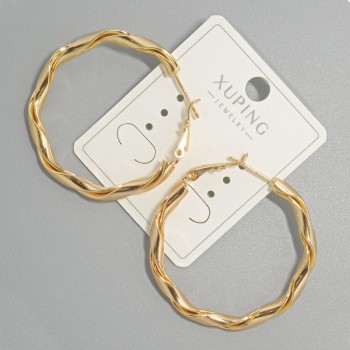Earrings Hoops Xuping, thickness 3.5mm, inner diameter 39×41mm, 18K gold plated