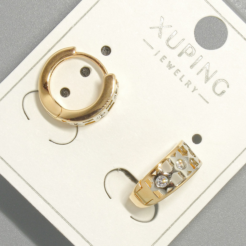 Xuping Earrings with White Rhinestones, 5.5x12 mm, 18K Gold Plated and Rhodium