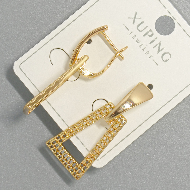 Xuping Earrings, 18K Gold Plated, No Stones, diameter 15×23 mm, length 34 mm