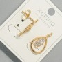 Xuping Stud Earrings with White CZs, 12x21 mm diameter ± 18K Gold Plating
