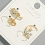 Earrings 'Cats' Xuping with white crystals, 18K gold plating, 10x14 mm diameter