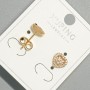 Earrings, Studs 'Heart' Xuping with White Rhinestones, 8x8 mm diameter ± 18K Gold Plating