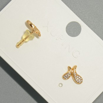 Earrings Studs "Butterfly" Xuping with White Rhinestones, 11.5×9.5 mm ± 18K Gold Plating
