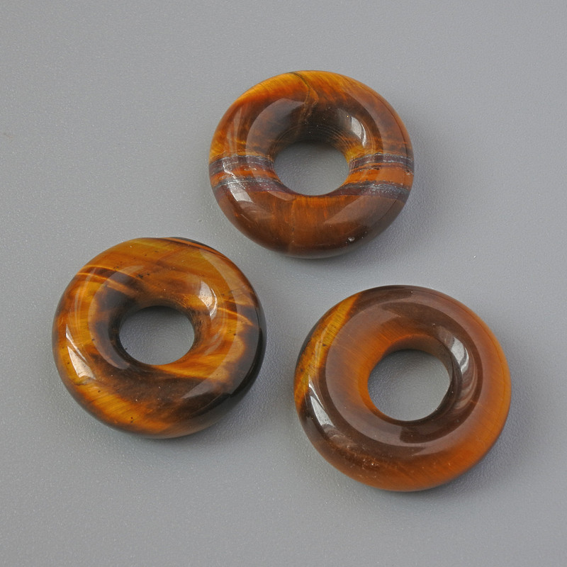 Donut Bead Tiger's Eye Natural Stone, diameter 15x4mm, hole diameter 5.2mm
