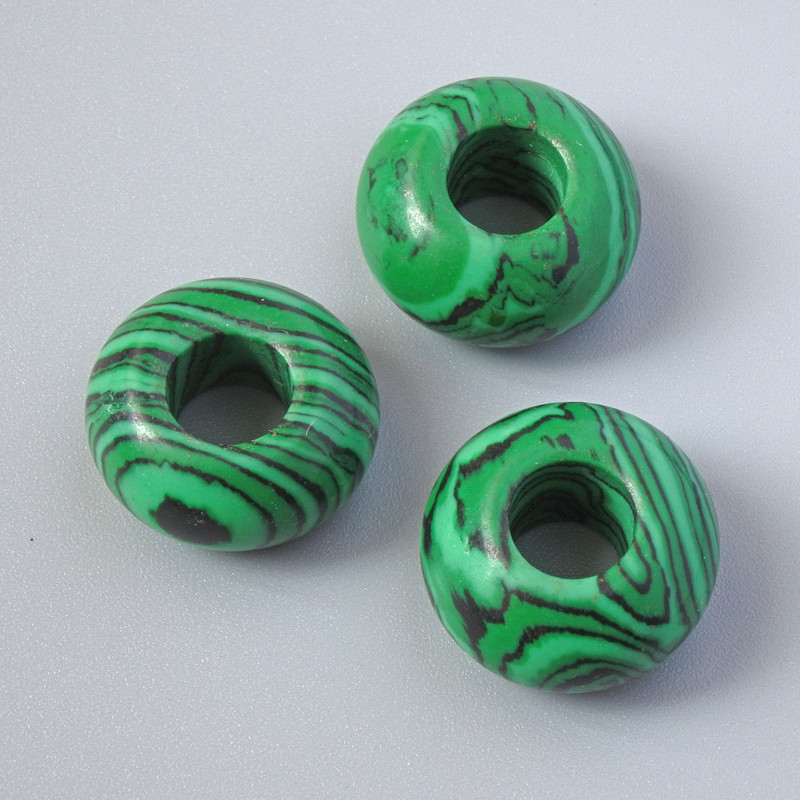 Pandora Bead Malachite (pressed), diameter 14x7.5 mm, hole diameter 5.8 mm