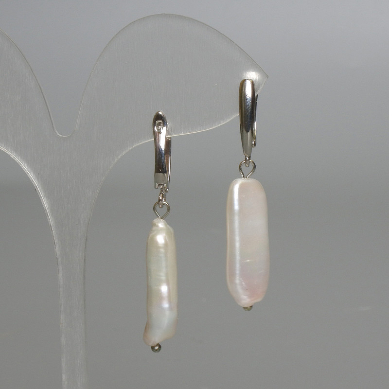 Clearance! Baroque earrings with petrol pearl shade, diameter 10x28mm + -, length 49mm + - English clasp