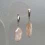 Baroque Earrings with Pearl with Petrolity tint, 14x22mm diameter + -, length 42mm + - English clasp