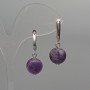 Amethyst Earrings with Natural Stone Smooth Bead, diameter 12mm±, length 32mm±, English clasp