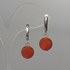 Earrings Carnelian Natural Stone Smooth Bead, diameter 12.5mm ±, length 32mm ±, lobster clasp