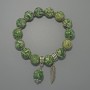 Bracelet Mossy Agate (loose) smooth bead, diameter 12.5mm ±, length 18cm ± (stretch) with metal insets