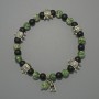 Bracelet of Moss Agate and Shungite (singular) smooth bead, diameter 6mm, 6.5mm +-, length 18cm+- (stretch) with metal inserts