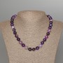 Purple Agate Necklace, natural stone, smooth bead, diameter 10mm, length 47cm