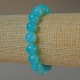 Bracelet Aquamarine natural stone smooth bead, diameter 10mm±, length 18cm± (stretch)