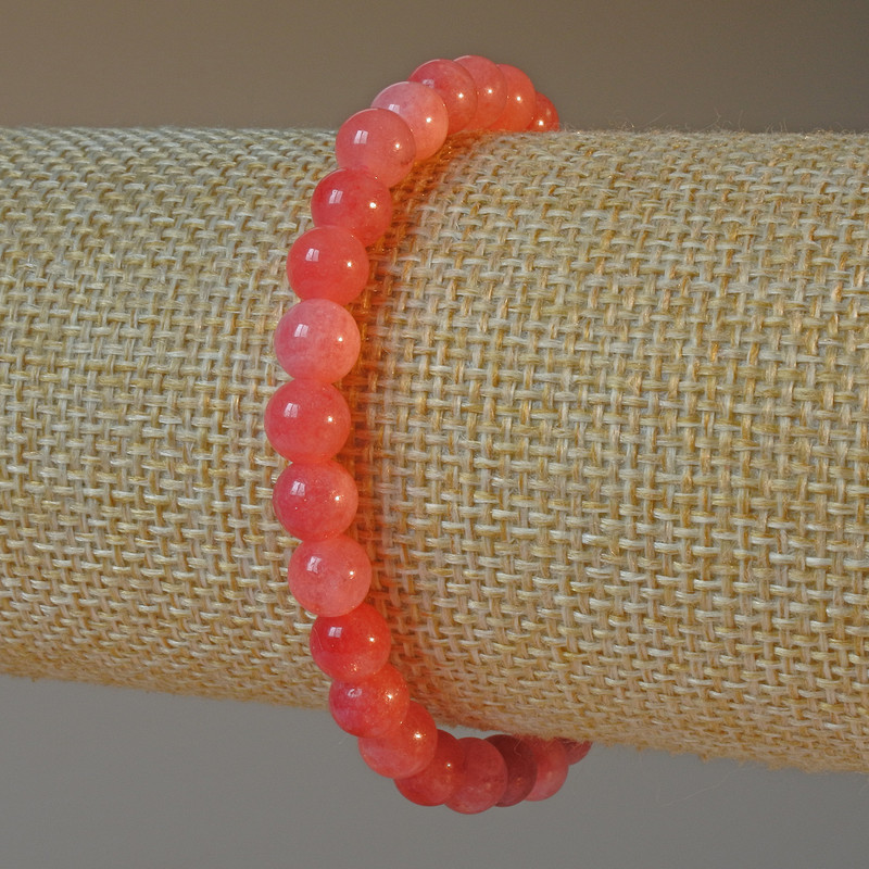 Natural Tourmaline Bracelet with Smooth Beads, 6.5mm diameter, length 18 cm, stretch