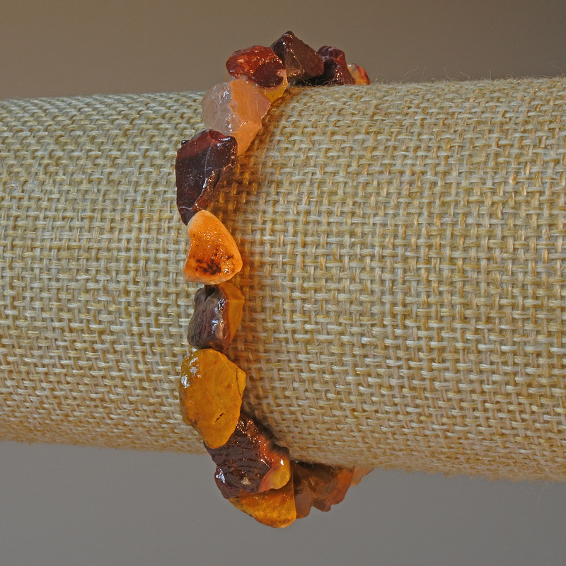 Jasper Moss agate bracelet natural untreated stone faceted, 8x10mm dia.+-, length 18cm+- (stretch)