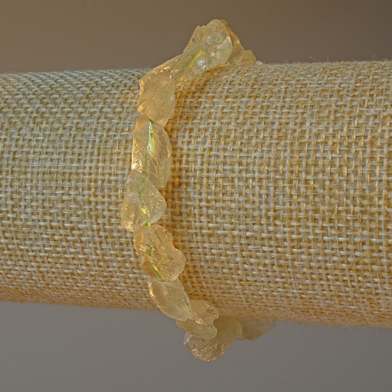 Bracelet Citrine-like Quartz Natural Unprocessed Stone Faceted, diameter 6x9mm+-, length 18cm+- (stretch)