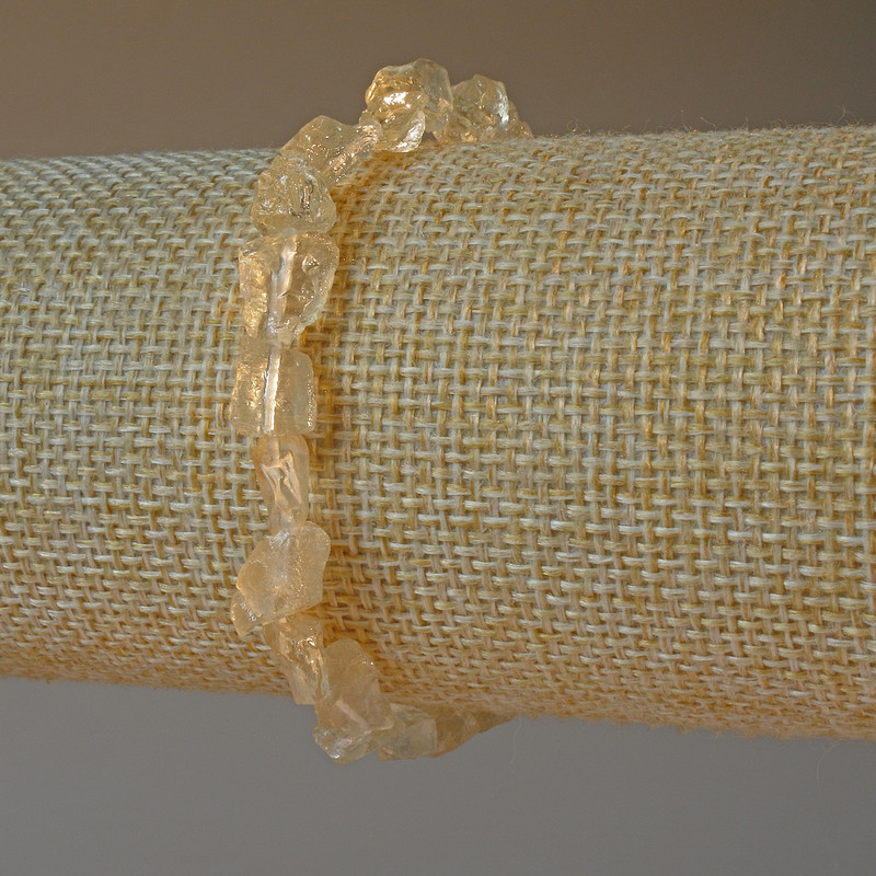 Bracelet Citrine-shaped Quartz Natural Unprocessed Stone Faceted, diameter 6x7mm+-, length 18cm+- (stretch)