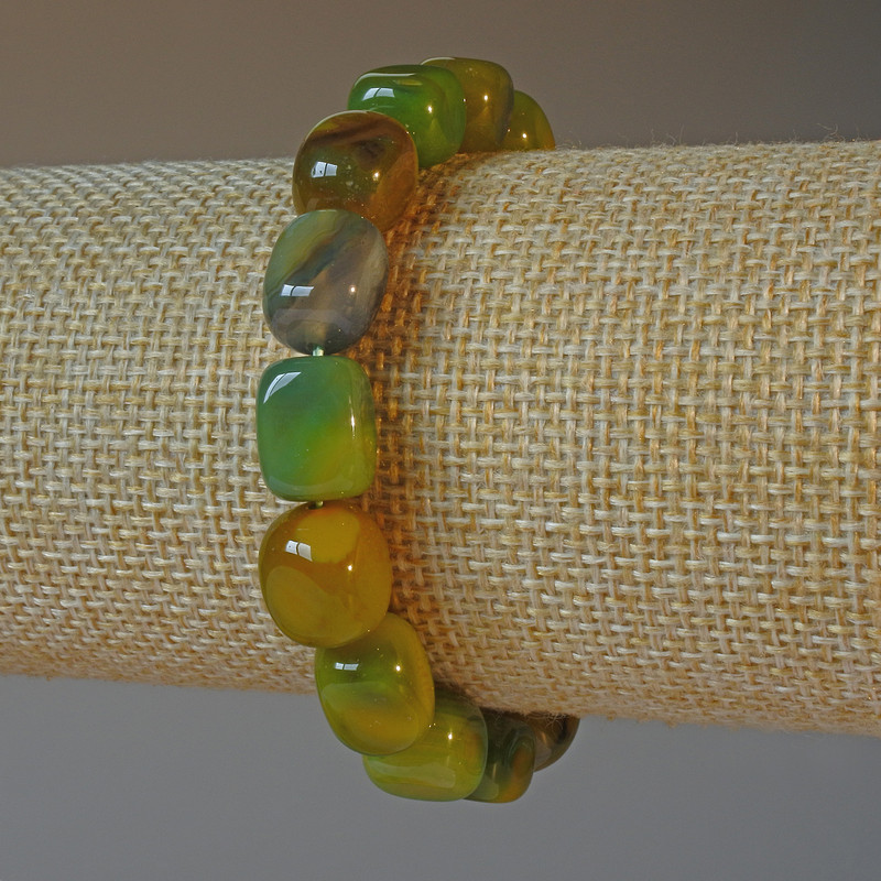 Agate Bracelet natural stone bar, diameter 9×12mm,+-, length 18cm+- (stretch)