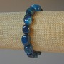 Blue Agate Bracelet natural stone straight bar, 9x12mm, length 18cm, stretch