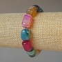 Agate Assorted Natural Stone Bracelet, rectangular beads, 11×15mm±, length 18cm± (stretch)