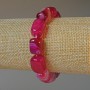 Agate Bracelet Cranberry Natural Stone Bead, 11x15mm blocks, length 18cm, stretchy