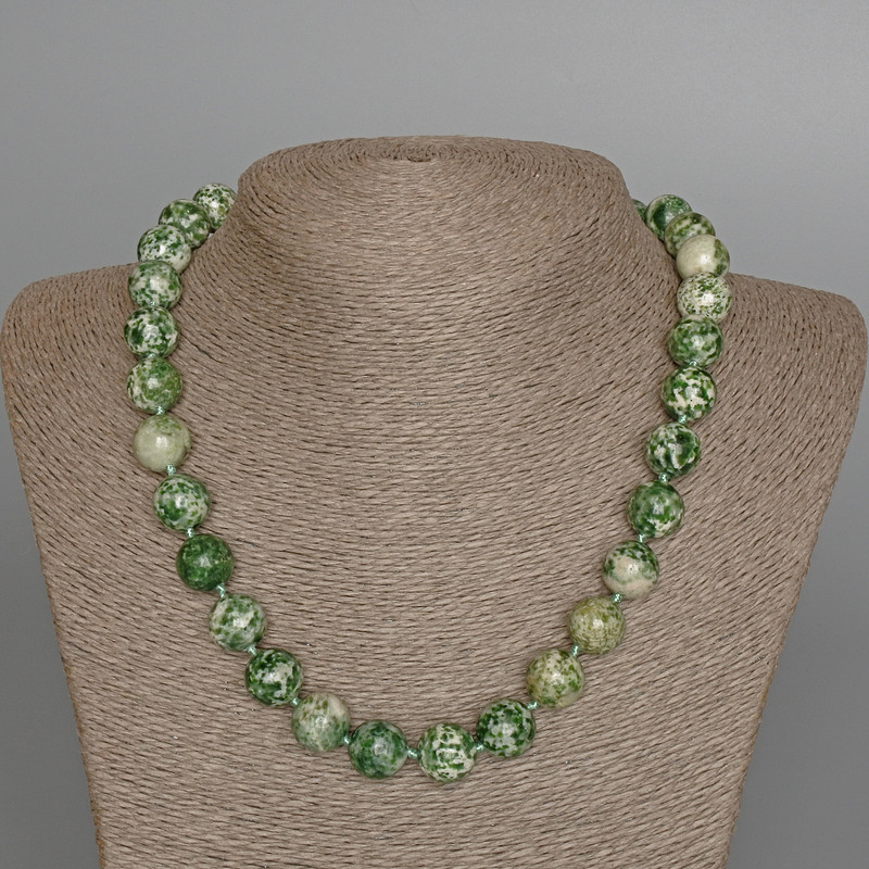 Moss Agate Bead Necklace (loose) smooth ball, diameter 13mm±, length 51cm±