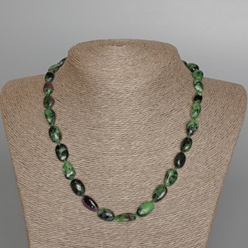 Necklace Zoisite natural stone faceted, diameter 9x14mm, length 47cm