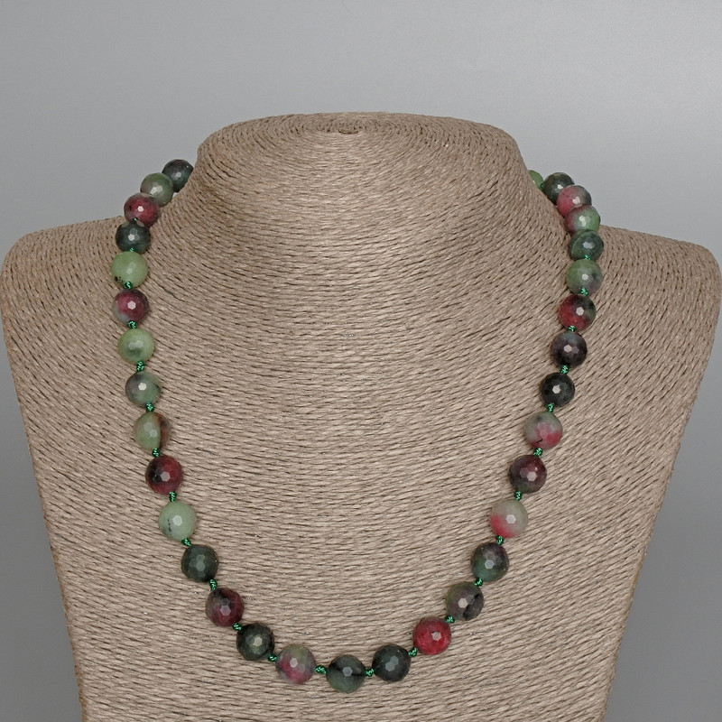 Zoisite Necklace, natural stone, faceted bead sphere, diameter 10mm±, length 50cm±