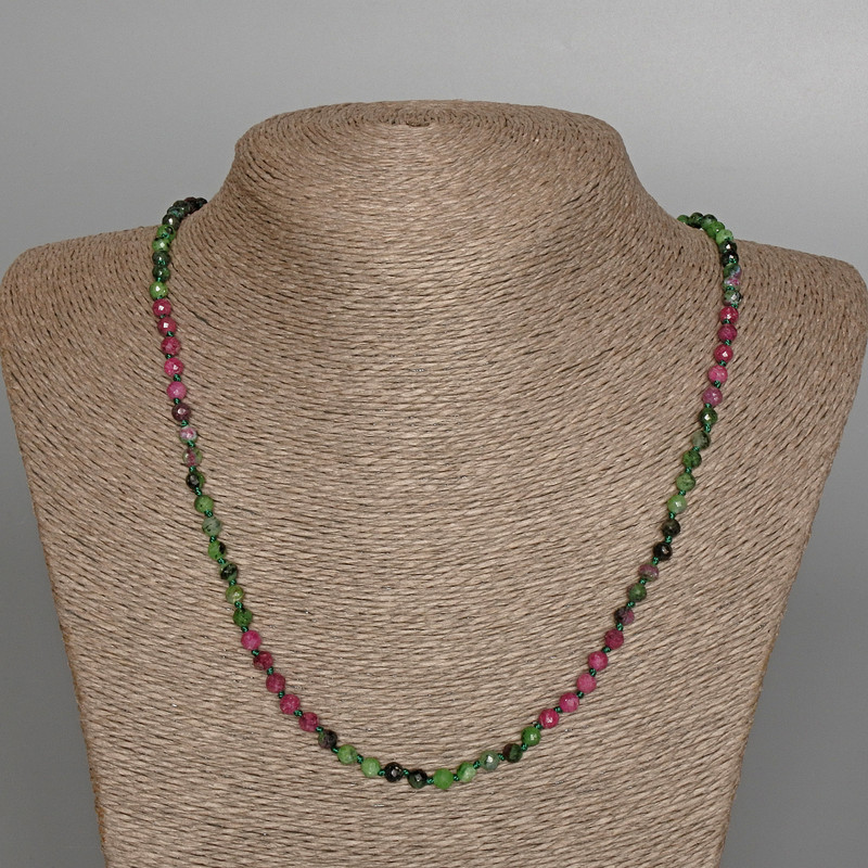 Necklace Zoisite natural stone faceted bead, diameter 4 mm±, length 51 cm±