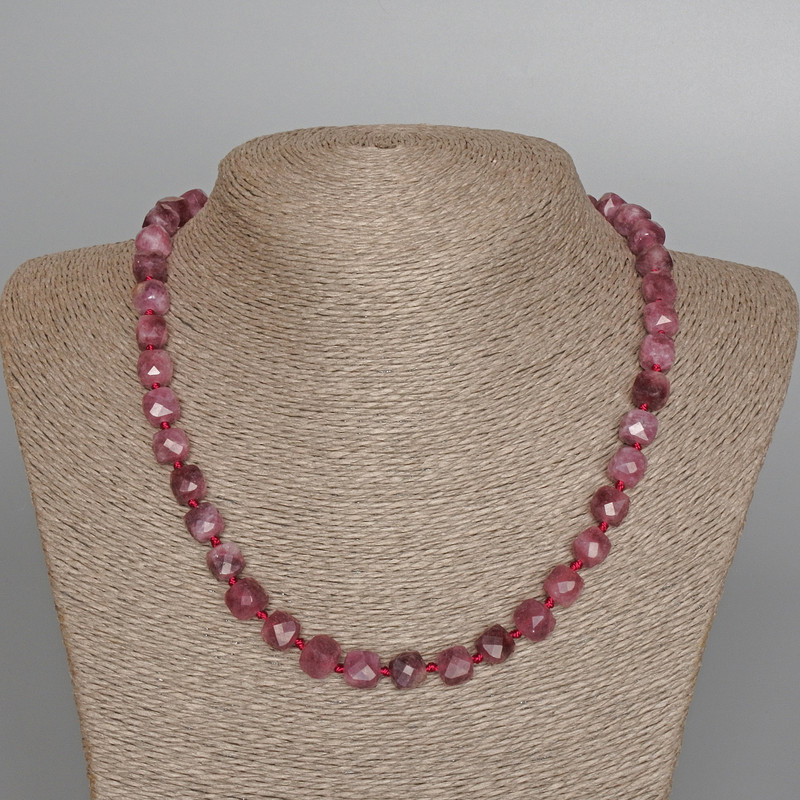 Tourmaline Rubellite Beads Natural Stone Faceted Cube, 8.5mm diameter, length 50cm