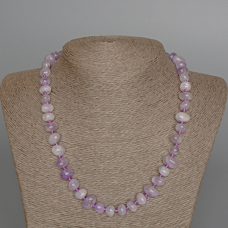 Amethyst Necklace, Lavender Natural Stone Faceted Beads, 10x7 mm, approx. 50 cm length