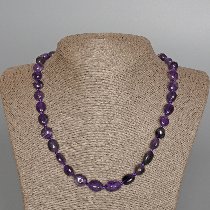 Amethyst Necklace, natural stone faceted beads, diameter 10x13mm ±, length 50cm ±