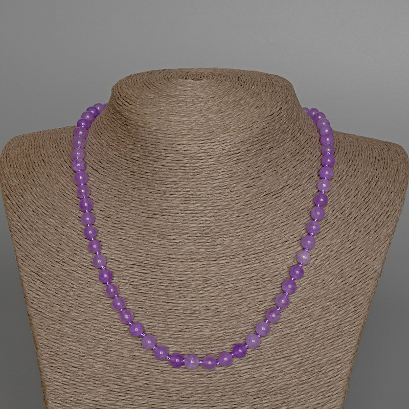 Amethyst Necklace Lavender Natural Stone Smooth Bead, diameter 6.5mm+-, length 49cm+-