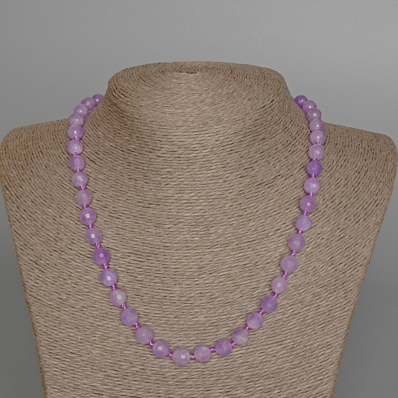 Amethyst Beads Lavender Natural Stone Faceted Round Beads 8mm Diameter ±, Necklace 49cm ±