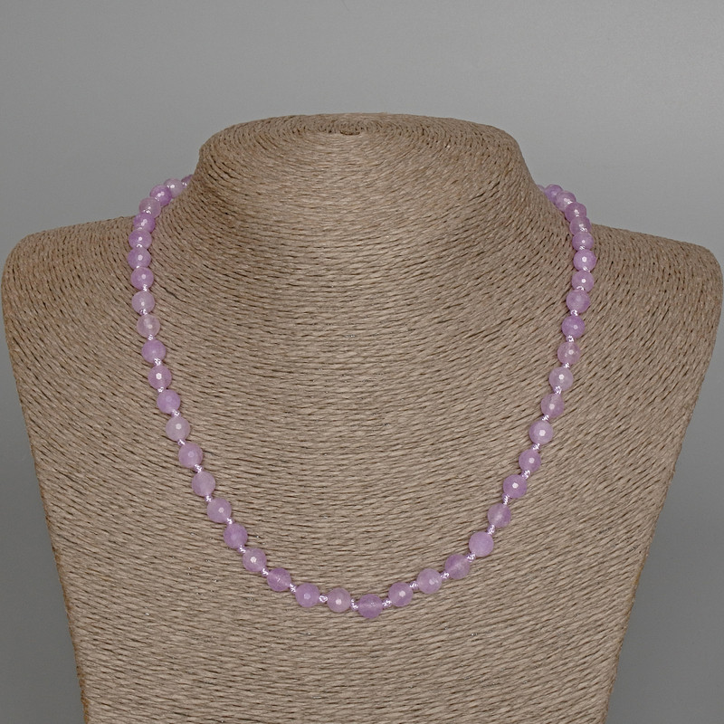 Amethyst Necklace Lavender - natural stone, faceted beads, diameter 6mm, length 47cm