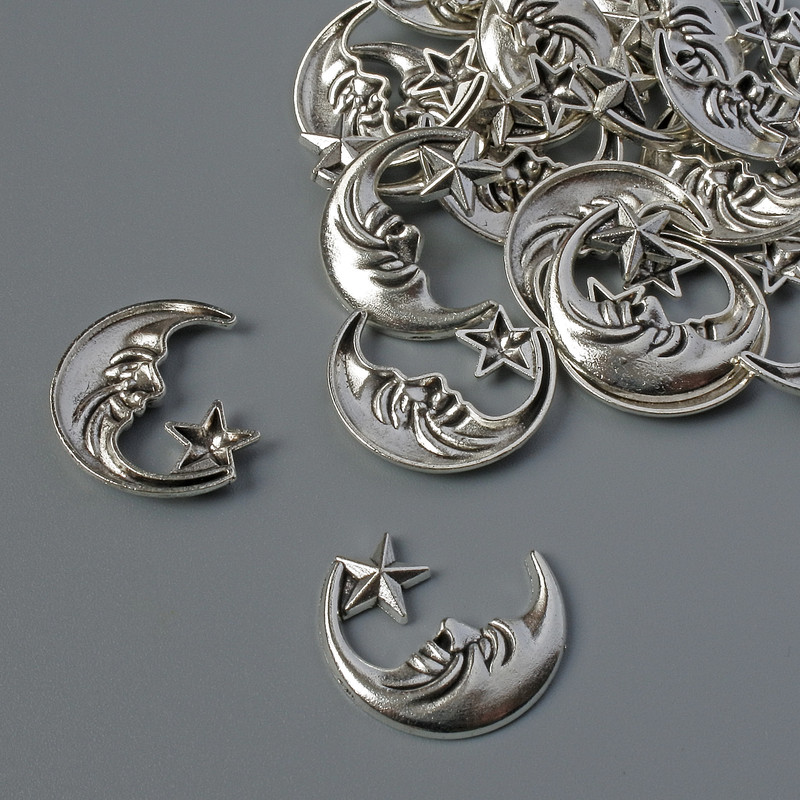 Hardware "Moon" for pendant or brooch, diameter 6x9mm± packaging 25pcs± 20g