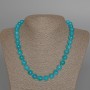 Aquamarine Necklace natural stone smooth bead diameter 10mm±, length 49cm±