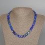 Lapis Lazuli Necklace with Flat Faceted Squares, natural stone, 9.5x5 mm squares, 45 cm length