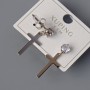 Stud Earrings "Cross" Xuping with White Crystal, 10x18mm, length 24.5mm± Rhodium plated