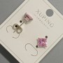Xuping Stud Earrings with Pink Crystal, 6 mm dia. + Rhodium plating