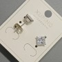 Xuping Stud Earrings with White Crystal, 6mm± diameter, Rhodium Plated